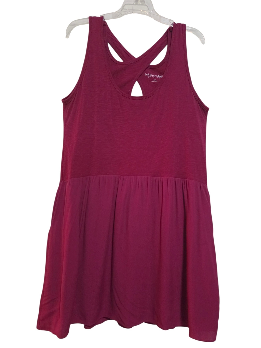 Soft Surroundings Red Sleeveless Criss-cross Cotton Dress #28867 SZ Large